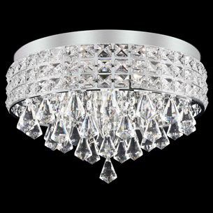 Kira Home Gemma 15" Modern Chic 4-Light Flush Mount Crystal Chandelier + Round Metal Shade, Dimmable, Brushed Nickel Finish