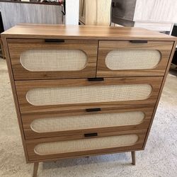 Dresser New Rattan 5 Drawer, Accent Storage Cabinet $110 new in the box or $150 assembled.