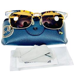 Vintage B&L Ray Ban W1483 B15 Antique Tortoise Rectangular Clubmaster Sunglasses