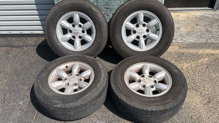 Nissan Frontier 6 Lug aluminum wheels and tires, fits Hardbody, Datsun 720, and Other Minitrucks
