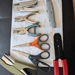 Bunch Of Tools, Wire Stripper, Fabric Stapler, Scissors, Stapler