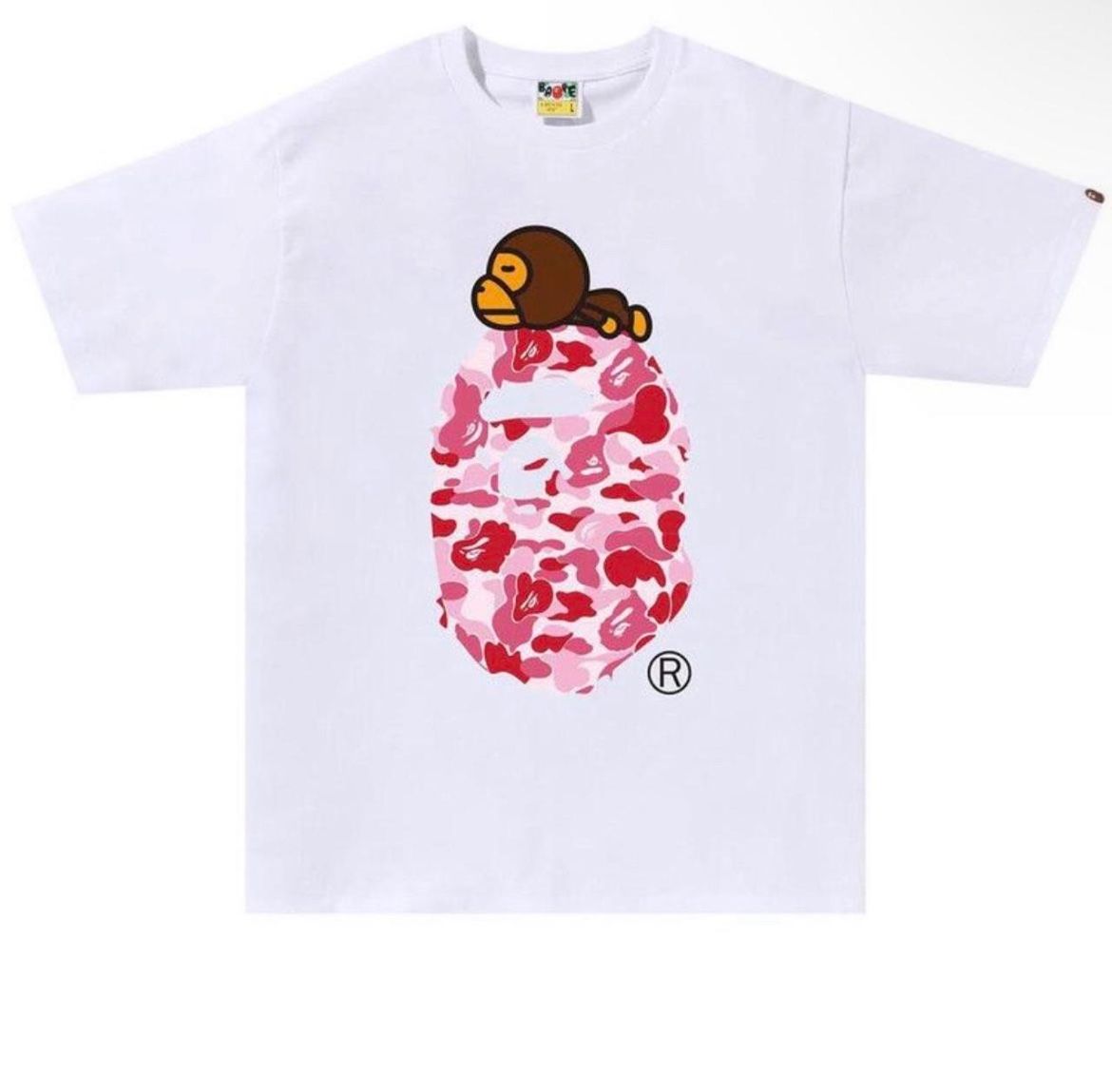 bape white and pink tee