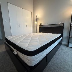 Full Size Bed Frame w/ Drawers + Mattress 