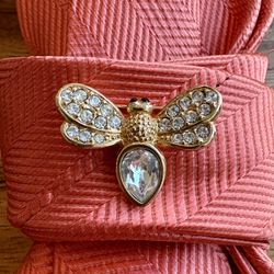 Vintage Signed Swarovski Crystal Golden Dragonfly Brooch, Mint Condition