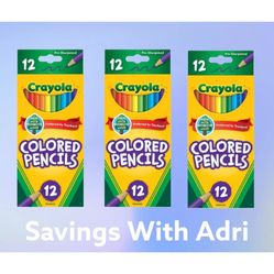 Crayola Colored Pencils, 12 Count, Colored Pencil Set (Lot of 3)