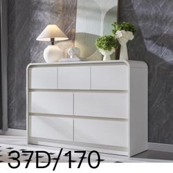 🔥Modern 7 Drawers Dresser for Bedroom, 47" Wide Wood Dressers & Chests of Drawers w/Curved Profile Design, Mid Century Modern Dresser w/Natural Textu