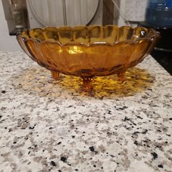 Vintage Amber Fruit Embossed Fruit Bowl