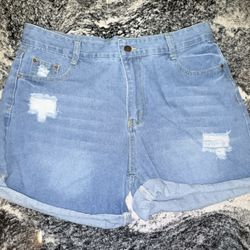 Blue Distressed Jean Shorts - Woman’s Size XL