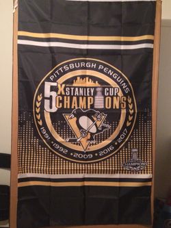 Pittsburgh Penguins 5x Stanley cup banner