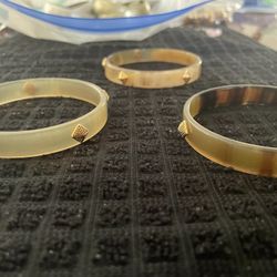 Faux Horn Bangle, Gold Tone