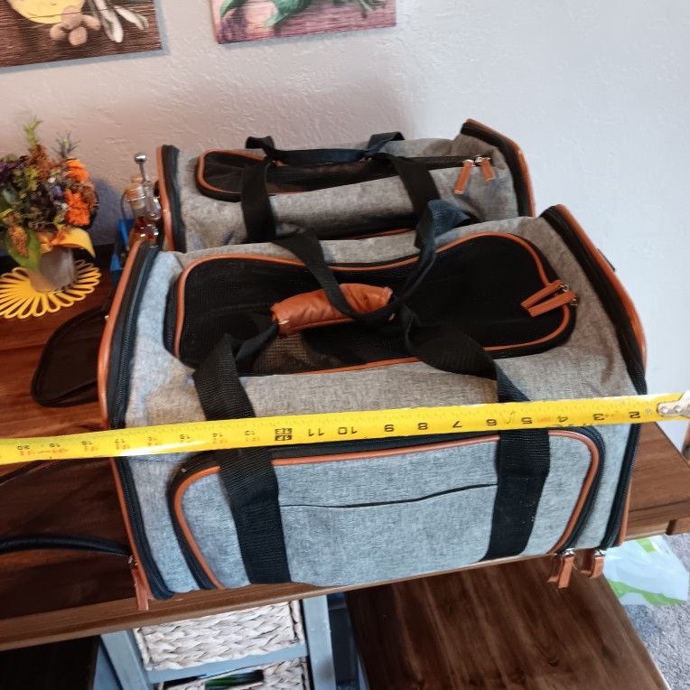 Two Small Animal Expandable Pet Carriers