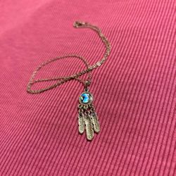 Silver Dreamcatcher Charm Pendant Necklace Feathers Gems 
