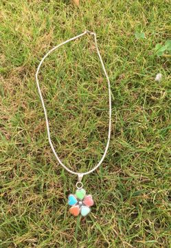 Sterling silver Necklace and stone flower pendant