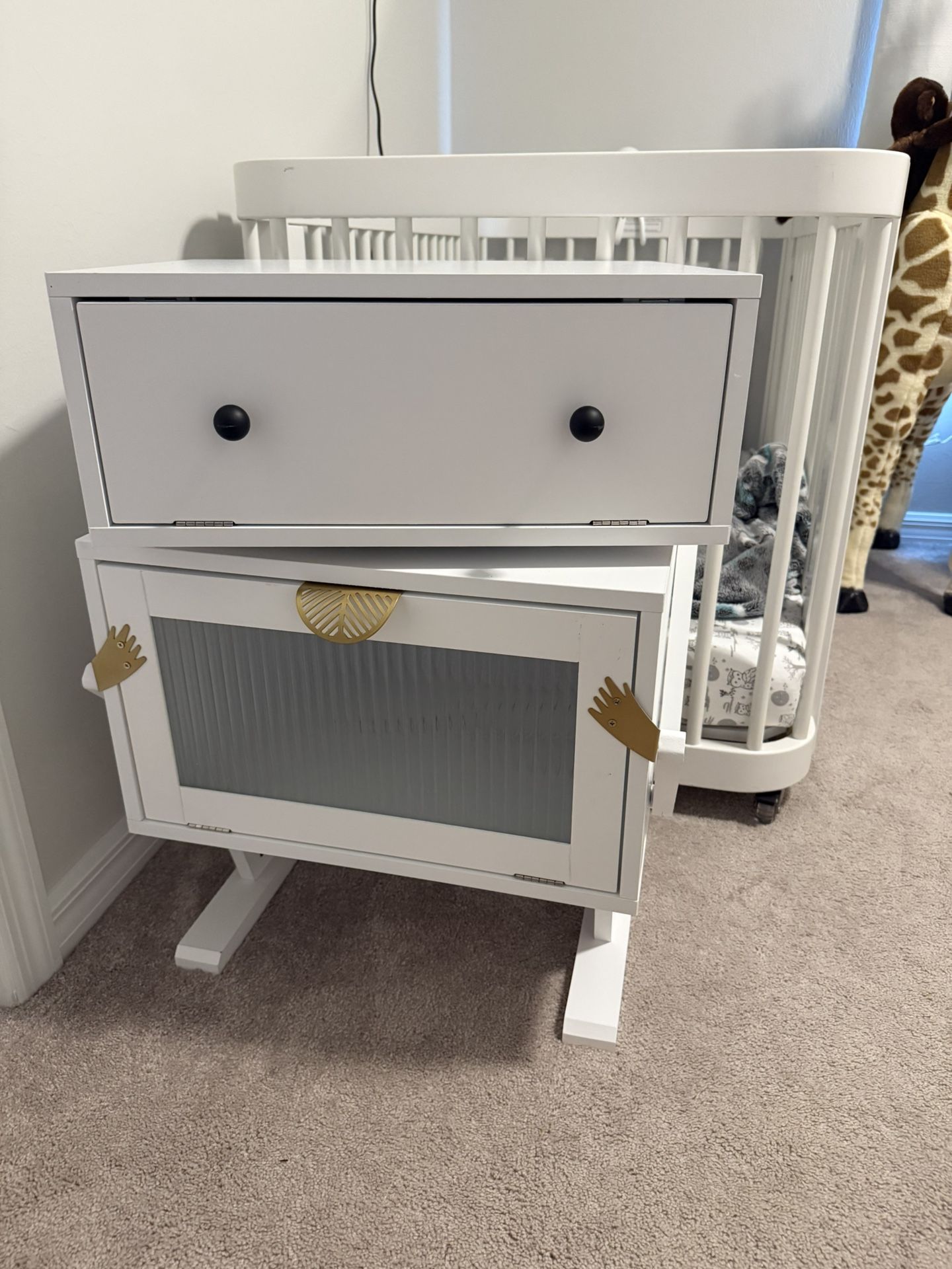 Anabelia Led Robot End Table With 360 Rotation Night Stand