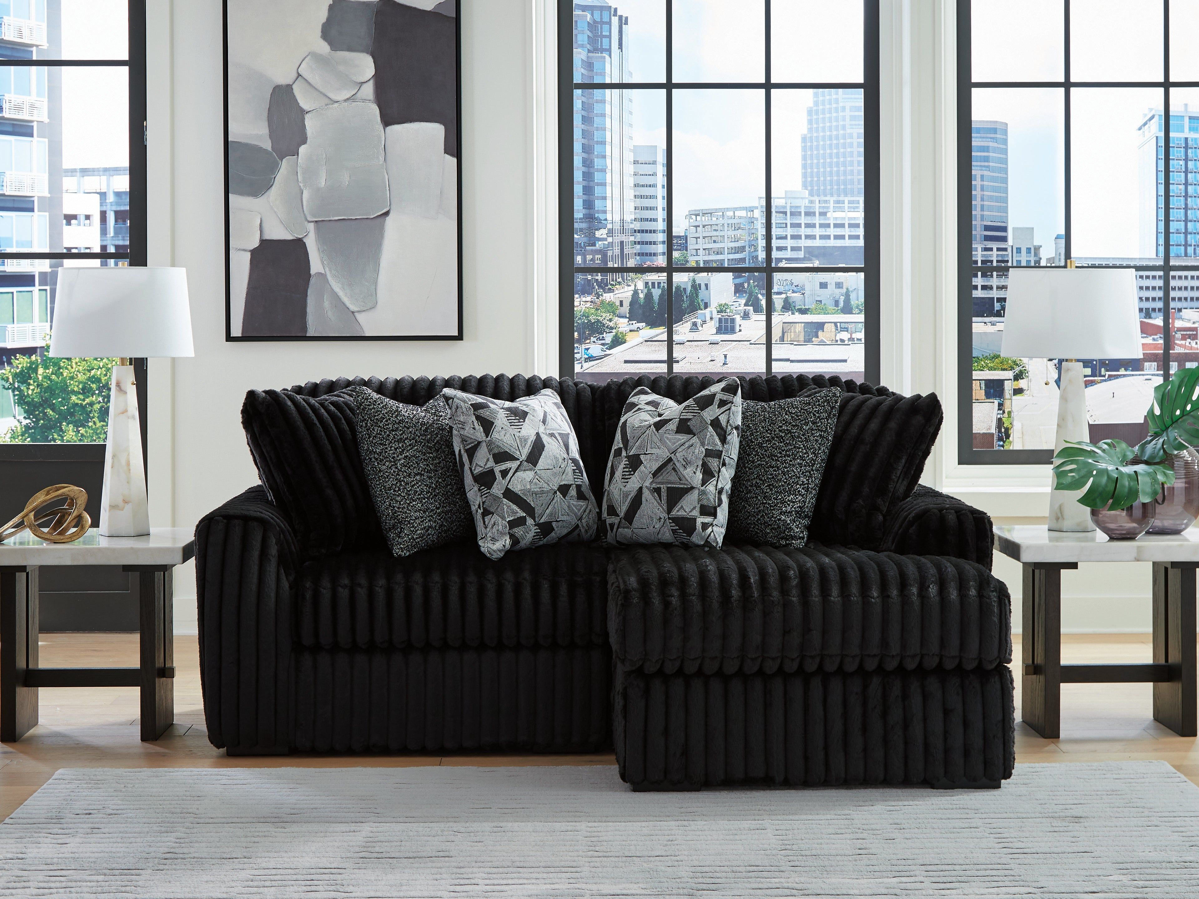 Midnight-Madness Onyx 2-Piece Sectional with Right Chaise