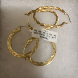 14 K Hollo Gold Diamond Cut Hoop