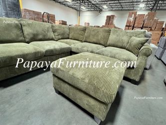 NEW Vintage Green Sectional Sofa and Ottoman Set Designer Ashley Style Discount Furniture Warehouse Couch BIG SALE Classic IKEA St Modern Many Colors