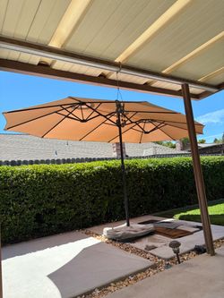 Double sided Patio umbella with base
