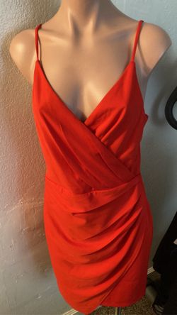Brand New Red Orange Colored Fashion Dress 4 sizes small to xl