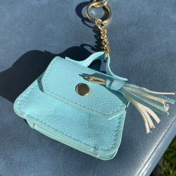 Small Blue Mini Keychain Purse For Keys