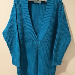 Women’s Heavyweight Knit Dark Teal Pullover Sweater Size Medium