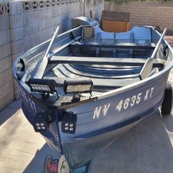 Aluminum 14 FT. Row Boat With new Oars & Trailer