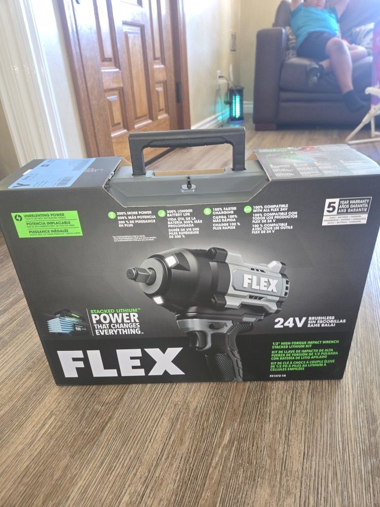 Flex 24v Impact Wrench 1/2 Set Includes Battery 6.0 , Charger And Case Brand New 