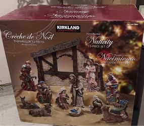 Brand New Kirkland Signature 13-Piece Hand-Painted Nativity Set