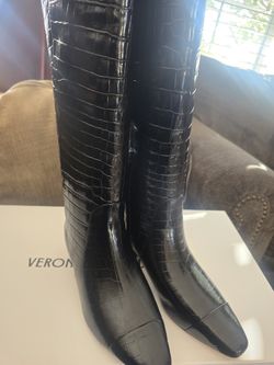 Veronica Beard Cecile Croc-Embossed Tall Boot