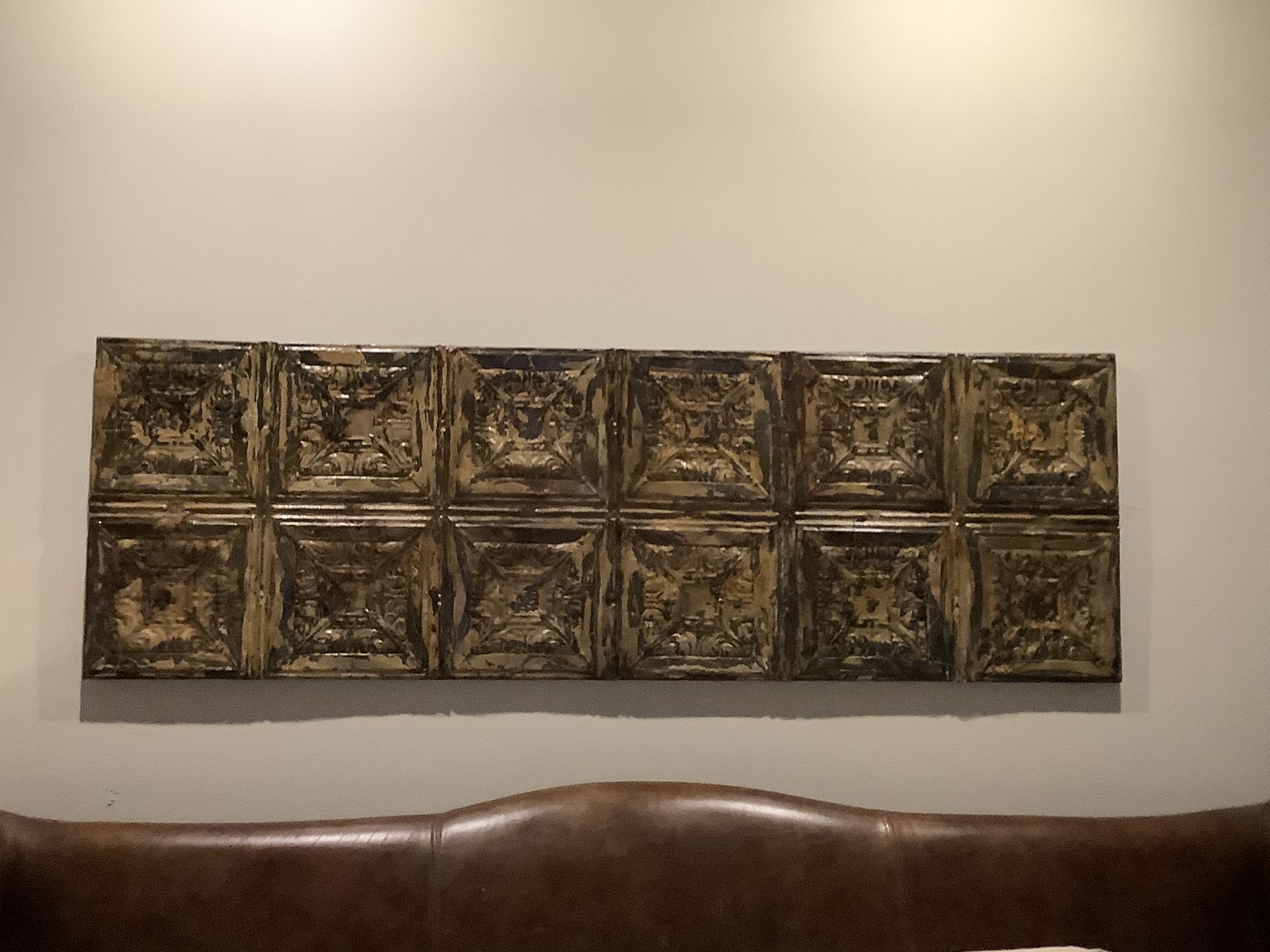 Vintage Ceiling Tile Art Hanging