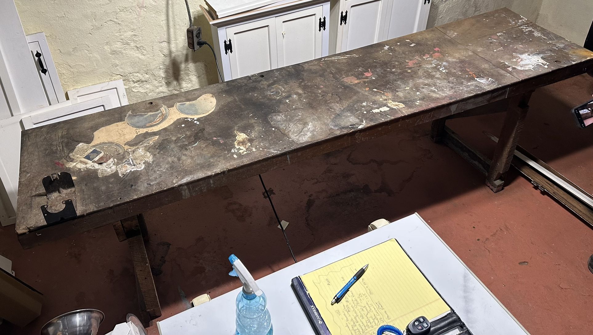 Vintage Long Wooden Work Bench