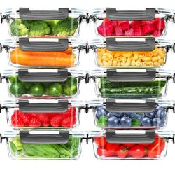 Skroam 10 Pack Glass Meal Prep Containers 22 OZ ( Brand New, Never Used ) For $20