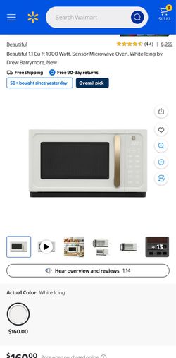 Beautiful 1.1 Cu ft 1000 Watt, Sensor Microwave Oven, White Icing by Drew Barrymore