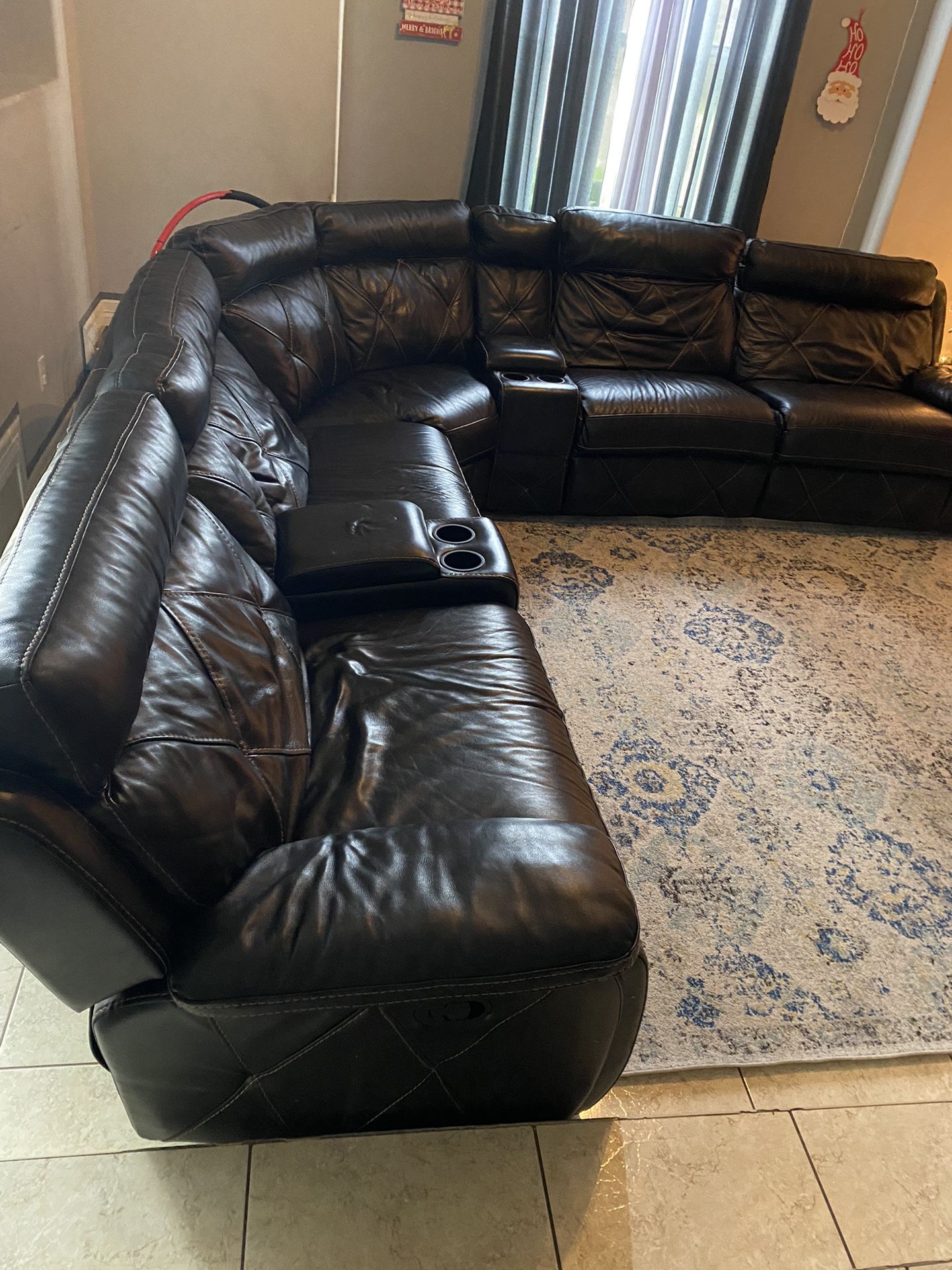 Dark Brown/black Leather Sofa Set