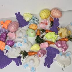Easter Ornaments Bundle Lot Bunnies Carrots Eggs Crafts 