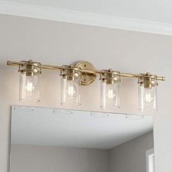 KICHLER Brinley 32.5 in. 4-Light Champagne Bronze Vintage Bathroom Vanity Light (45690CPZ)