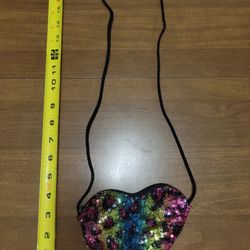 Small sequence animal rainbow print heart crossbody purse