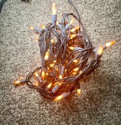 Orange Mini String Lights 50 Count Indoor Outdoor Halloween Decorative Lighting