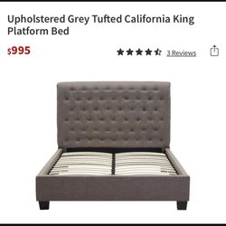 Upholstered Cali King Bed frame (Good Condition) 