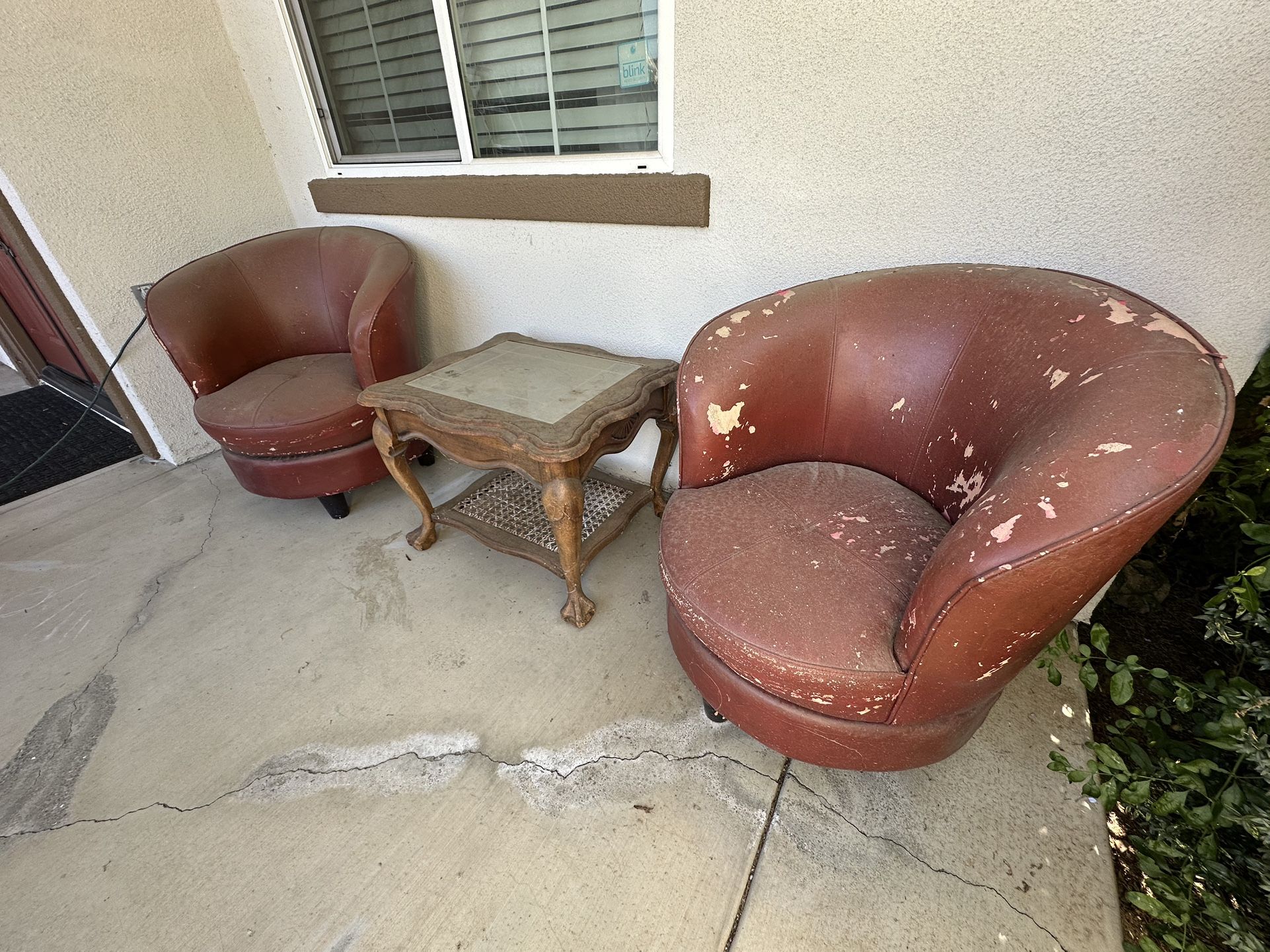 End Table And Leather Chair 