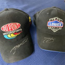 Pair Of Jimmie Johnson Jeff Gordon Signed Hats