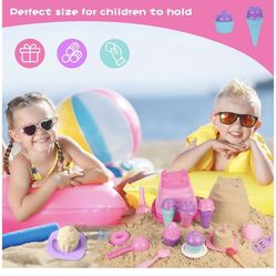  Beach Toys Sand Toys Set, Collapsible Sand Bucket and Shovels Set with Mesh Bag Sand Molds Sandbox Toys Travel Sand Toys for Kids and Todd