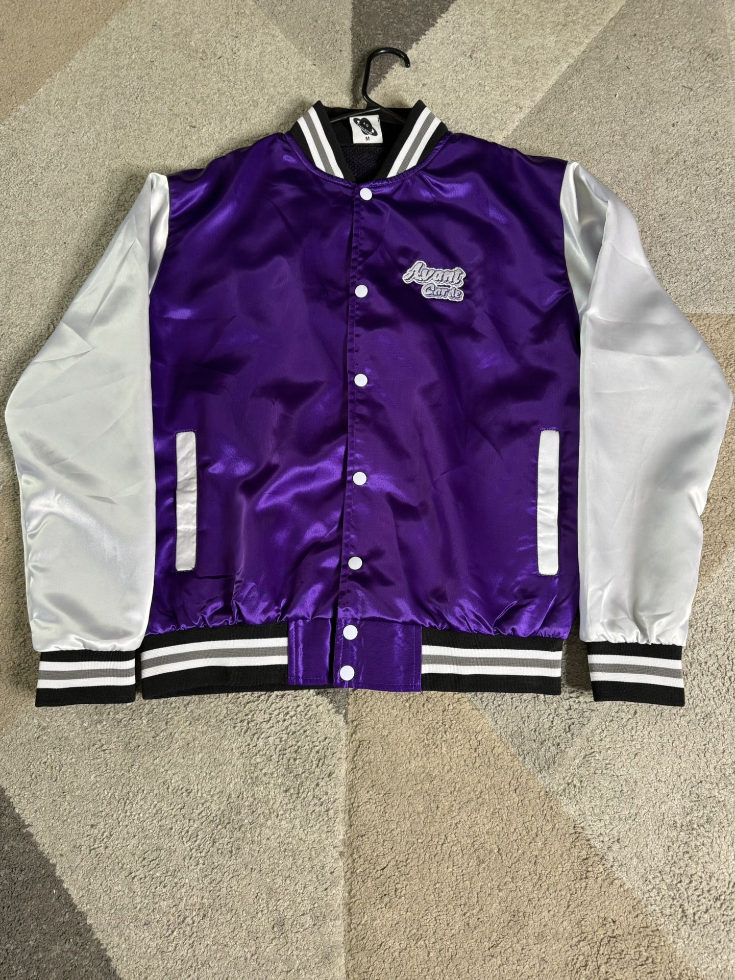 Purple And White Varsity Jacket (size Small In Men’s)