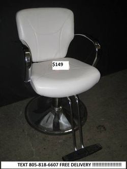 Hair Stylist Make Up Barber White Chair Chairs Chrome 4 available  PU LEATHER
