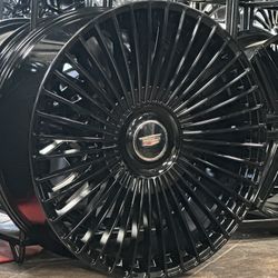 24” Forged Gloss Black Wheels with Tires fit Escalade Tahoe Yukon Sierra 