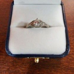 Engagement Ring 14 K White Gold 