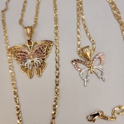 Cadenas Con Mariposas Butterflies Chains Gold-plated Set 
