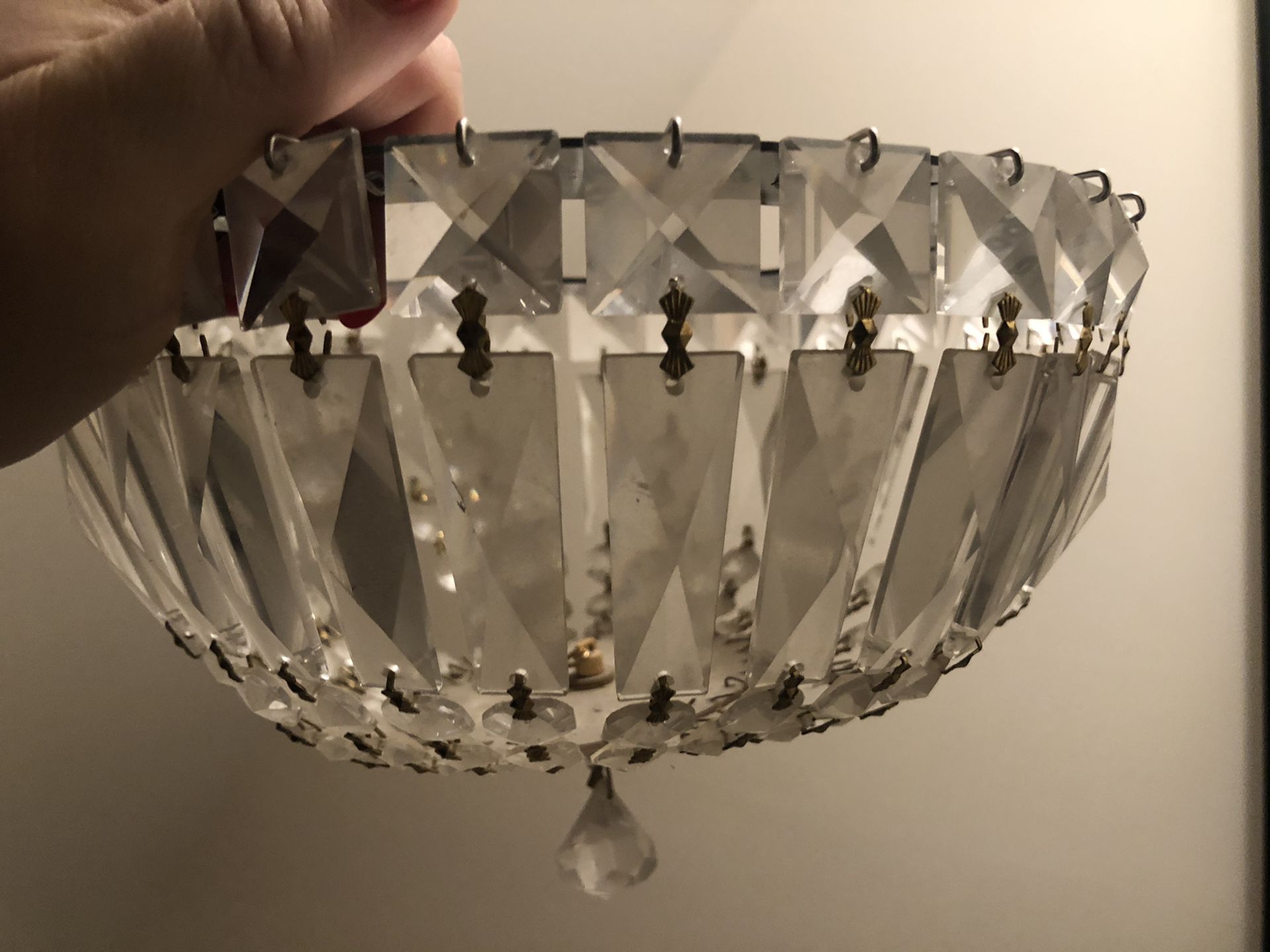 Small clear and brass ceiling light fixture chandelier