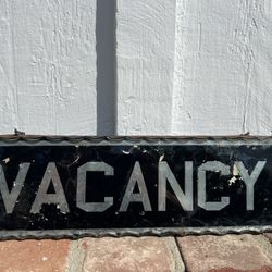 Vintage Reverse Painted Metal And Glass Vacancy Sign 