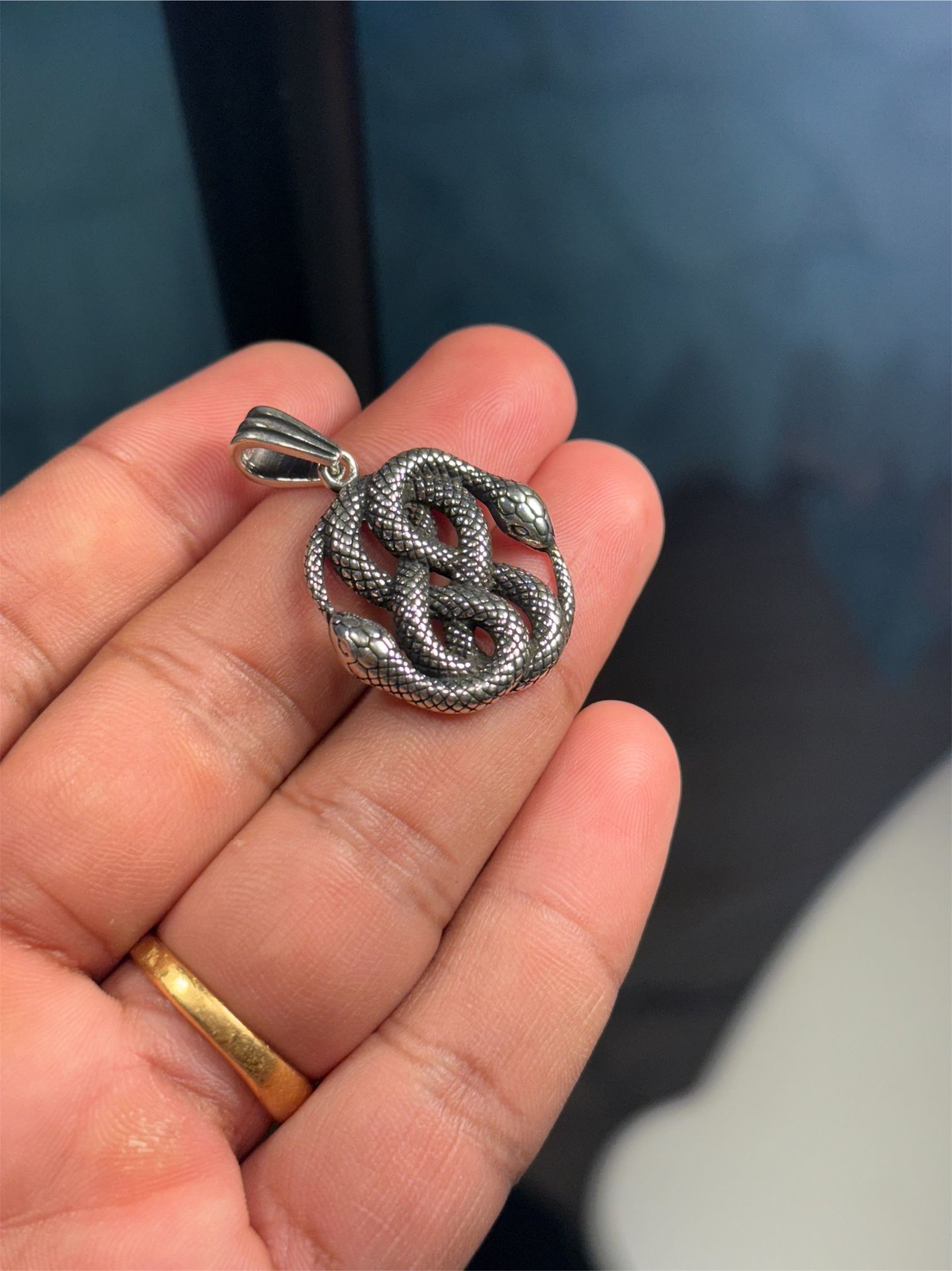 Handmade 925 Sterling Silver Snake Pendant | 8g Double Serpent Design